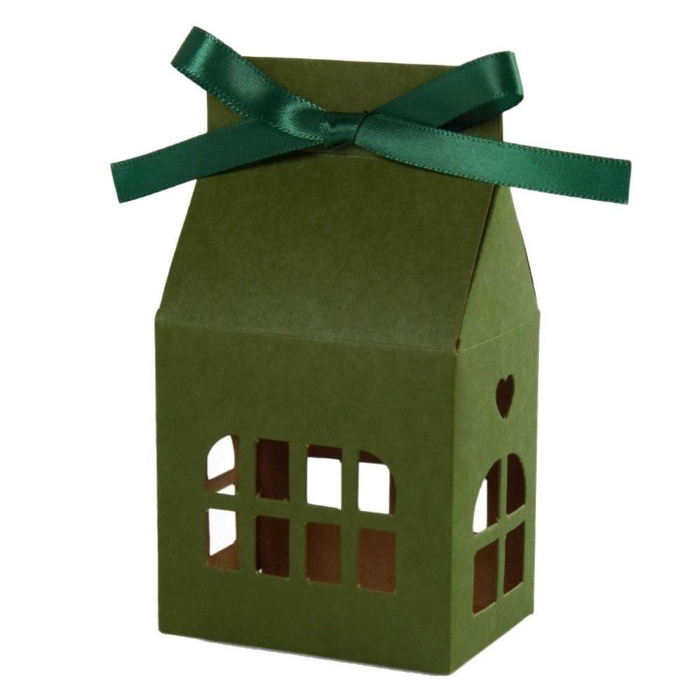 10 Pcs Paper Christmas Gift Packing Box Hollow-Out House-Shaped Gift Box  New Year