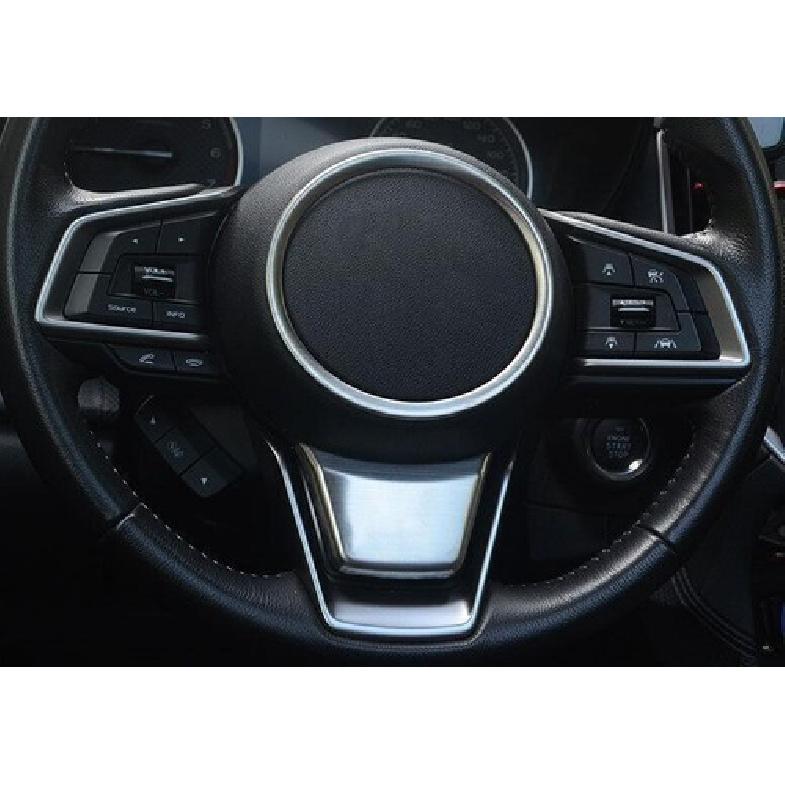 For Subaru Crosstrek 2019-2023 Silver Titanium Steering Wheel Logo Emblem Trim