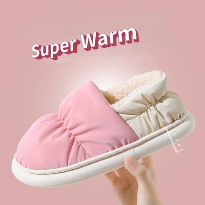 Pantofole in cotone da donna in inverno, impermeabili, casual, con suola spessa, antiscivolo, per interni, ispessite, scarpe in cotone caldo per la casa da uomo