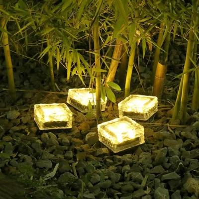 1-8PCS Solar Ice Cube Lights Glass Brick Landscape Lamps Square Glass Outdoor Pathway Garden Yard Decor Illumination