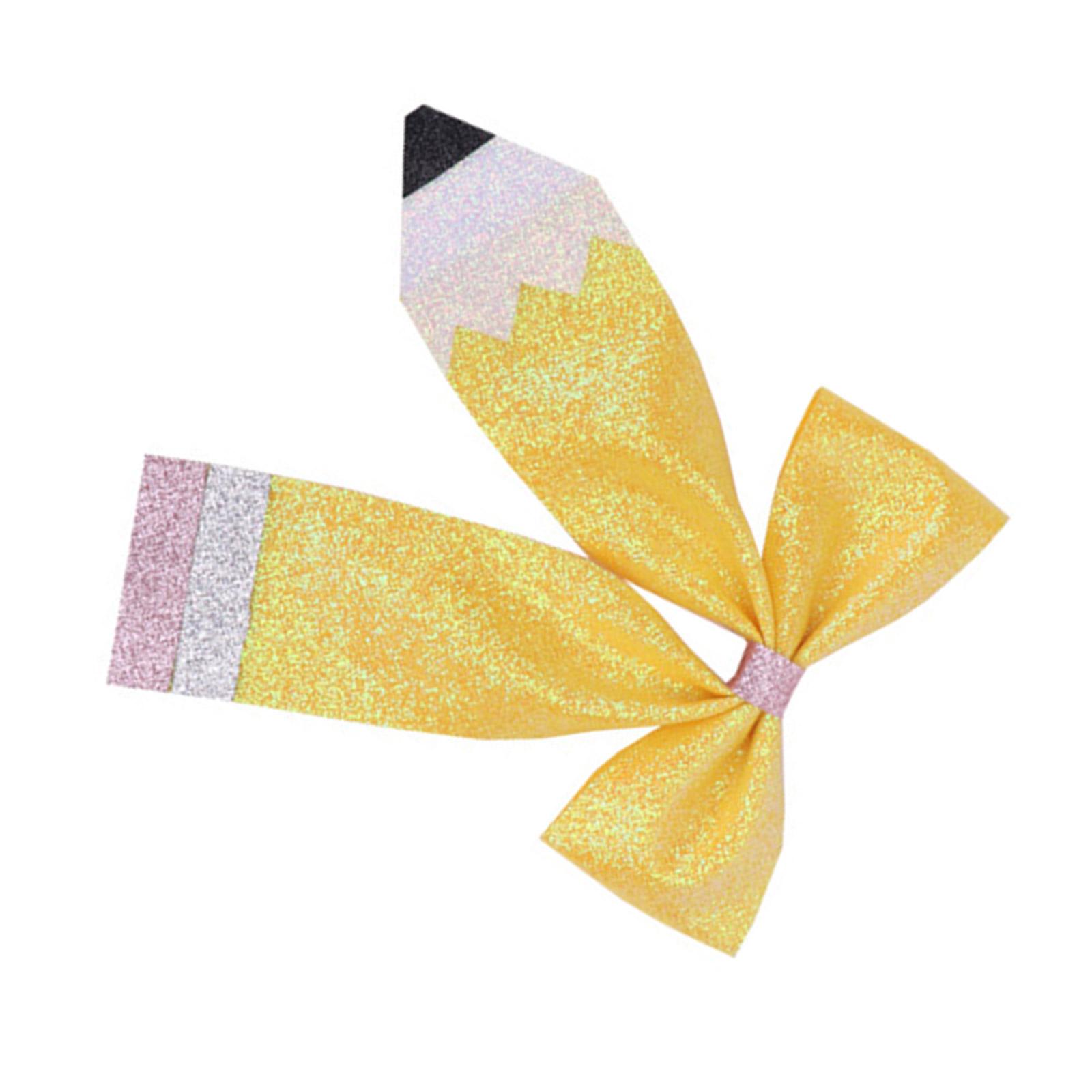 

Pencil Ribbon Hair Bows Back to School Barrettes for Girl Glittering Powder Hair Clip School Activity Kids Hair Ornament M