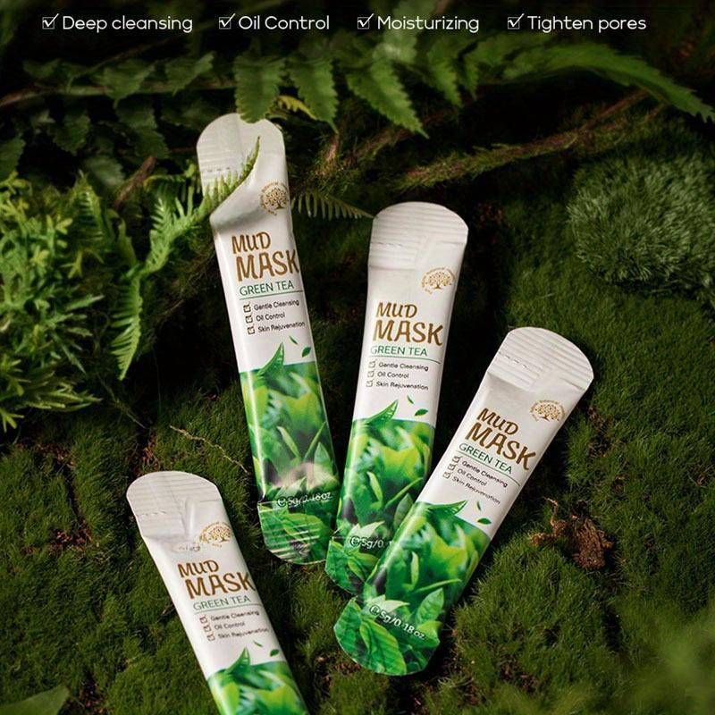 Máscara Facial de Argila de Chá Verde 5g, Suave e Limpa, Controlo de Oleosidade, Máscara Facial de Argila Hidratante e Refirmante