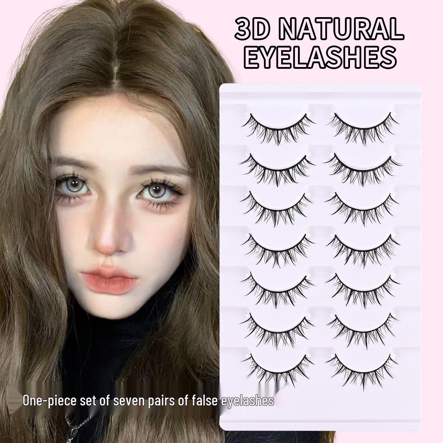 

7-Pair Set: 3D Cross-border Style Faux Eyelashes for Stage Makeup