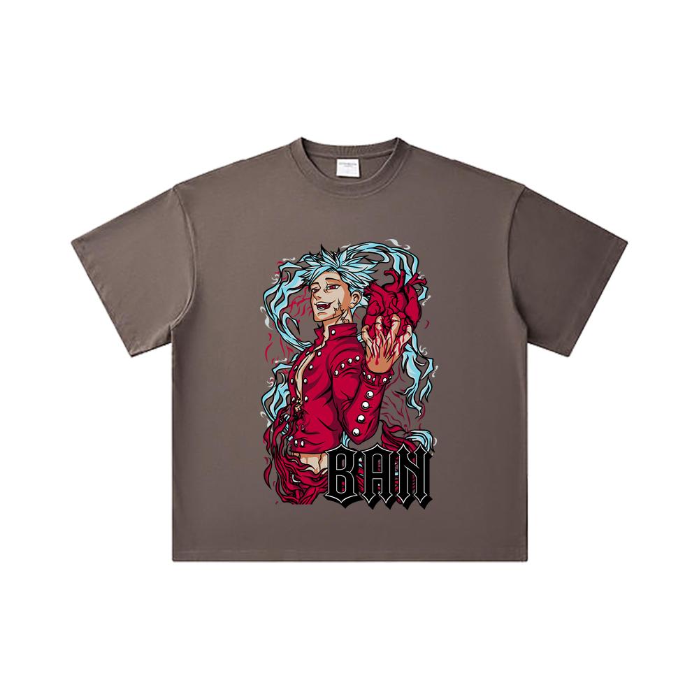 260 GSM Double Yarn 32 Count 100% Cotton Seven Deadly Sins V1 Ban Print Unisex Heavy Cotton T Shirt