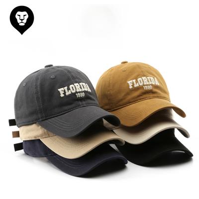 Japanese Retro Women's Spring and Autumn Washed Cotton Letter Embroidered Cap Outdoor Travel Men's Sunscreen Baseball Cap