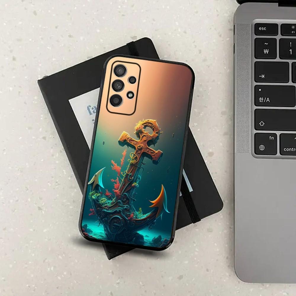 Anchor Sailing Phone Case For Samsung S24,S21,S22,S23,S30,Ultra,S20,Plus,Fe,Lite,Note,10,9,5G Black Soft Cover