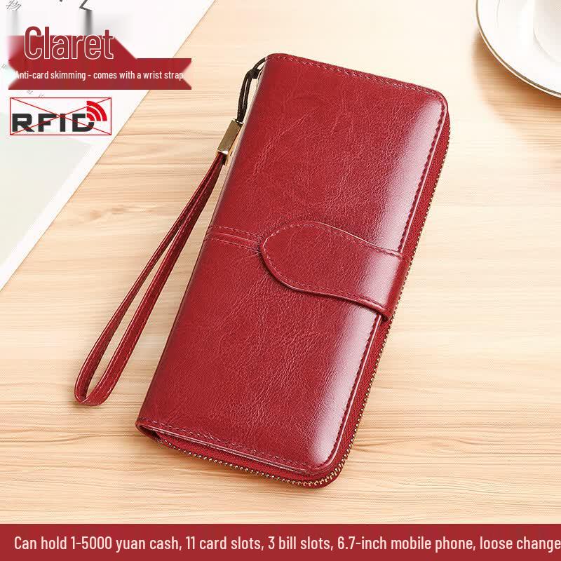 GERUOLA Women s Waxed Leather Zipper Long Wallet