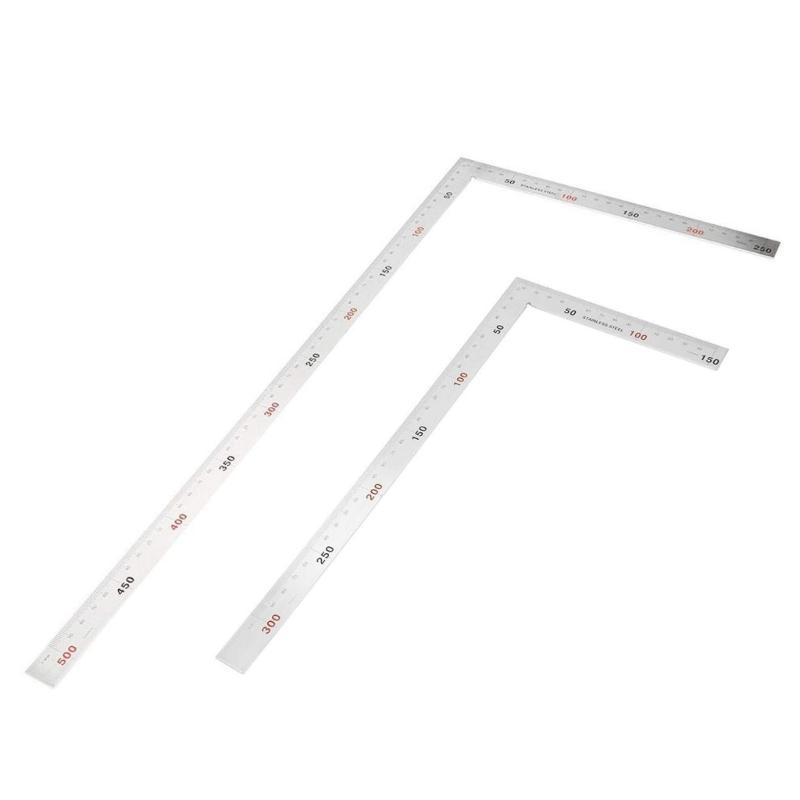 90 Degree Framing Square Ruler Layout Template Tool L Shape Right Angles Ruler Universal Stainless Steel Measuring Ruler