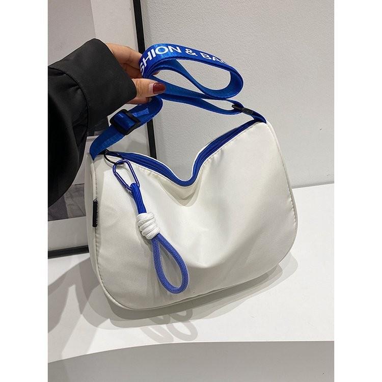Stylish Casual White Black Blue Canvas Crossbody Bag For Women With Large Capacity