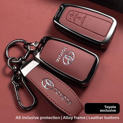 Leather Key Case Cover Shell For Toyota Camry Corolla FJ Land Cruiser RAV4 Prius Sienna Prado CHR Avalon GT86 Protector Keychain LH5 Ufzm3