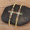 Nidin High Quality Inlaid Colorful Zircon Cross Bracelets Adjustable For Women Men Religious Style Jewelry Accessories Gifts