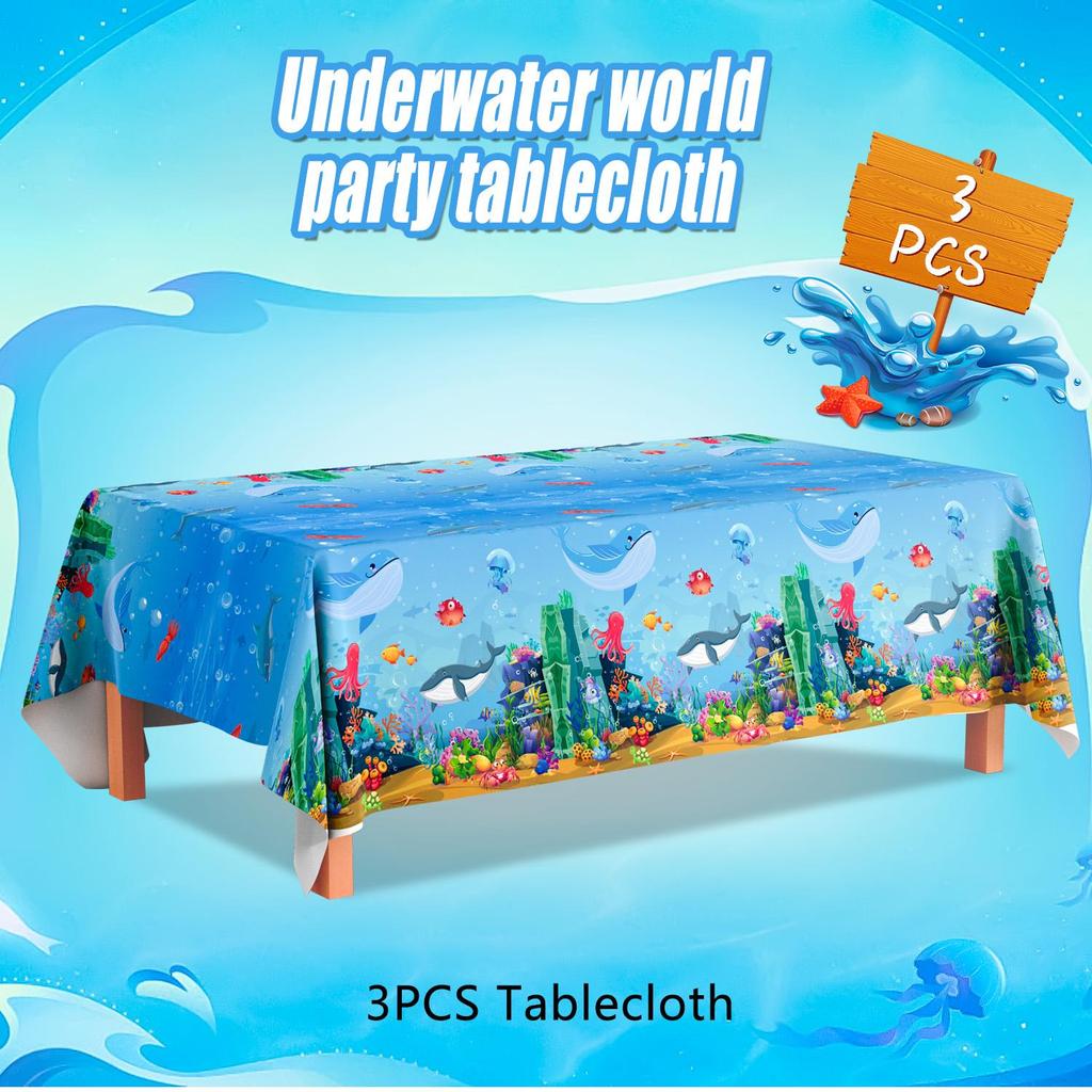 Unter dem Meer Tischdecke Party Geburtstagsdekorationen Zubehör, 3 Stück Meerestier Tischdecken Set, Meer Tischdecke, Unter dem Meer Party Dekorationen Zubehör