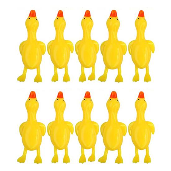 10 stk Sprettert Kylling Finger Leke for Barn Morsom Mini Flygende Gummiender Klassepremier Morsomme Strømpefyllere Godteposer Pinatafyll Fest