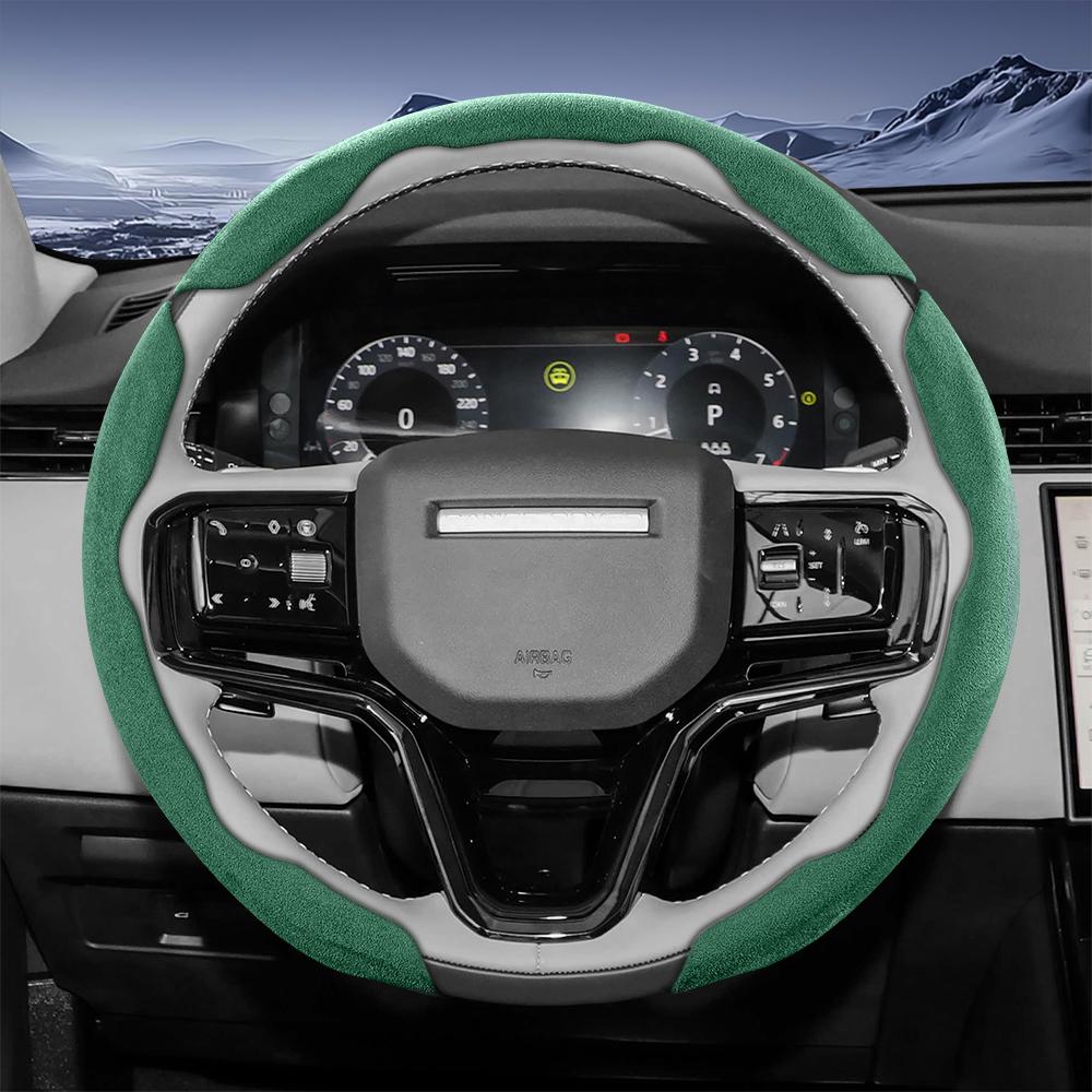 bpzsw1 Suitable for Land Rover Sports Suede Steering Wheel Cover, Split Snap-On Anti-Slip Style, for Models Such as Defender, Range Rover, Evoque, 