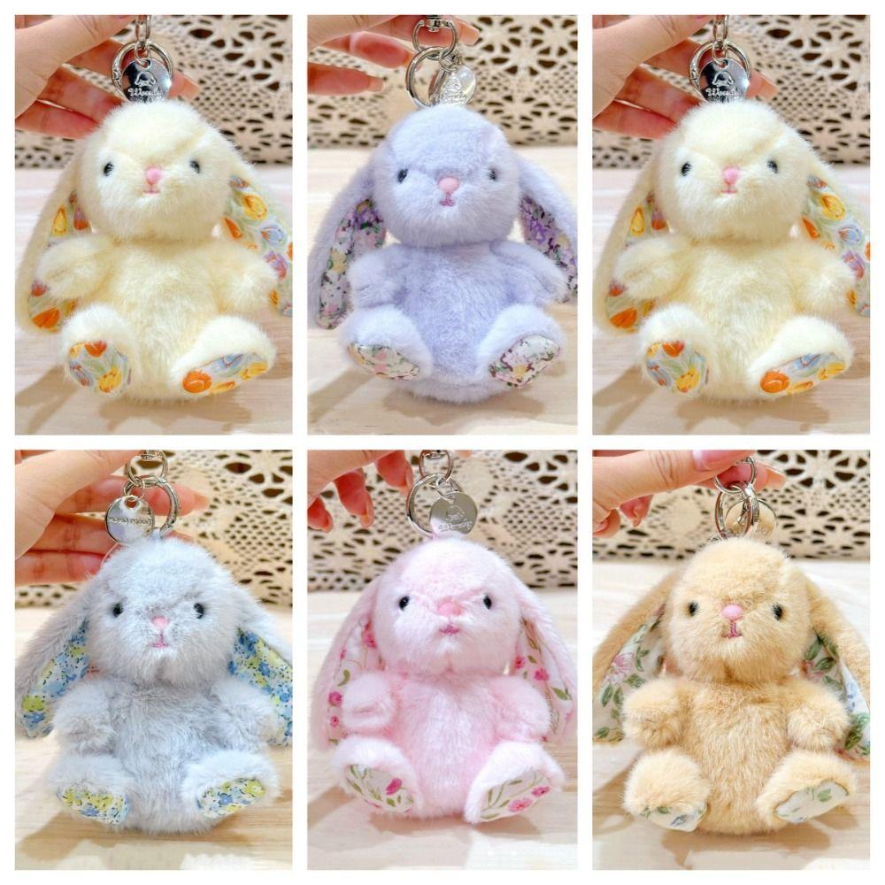 Sitting Position Rabbit Plush Keychain PP Cotton Collection Cartoon Animal Doll Pendant Soft Hanging