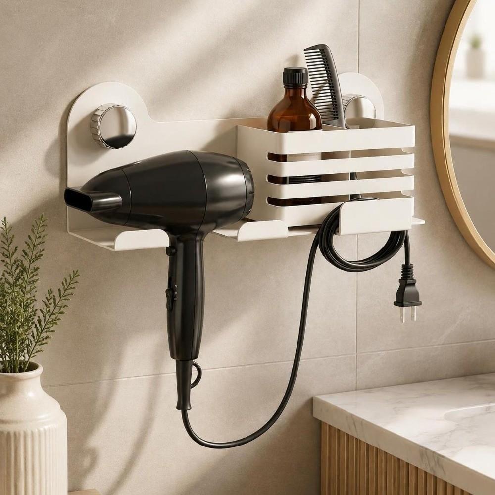 Space Saving Suction Cup Hair Dryer Holder No-Drill Hair Straightener Holder Salon Use
