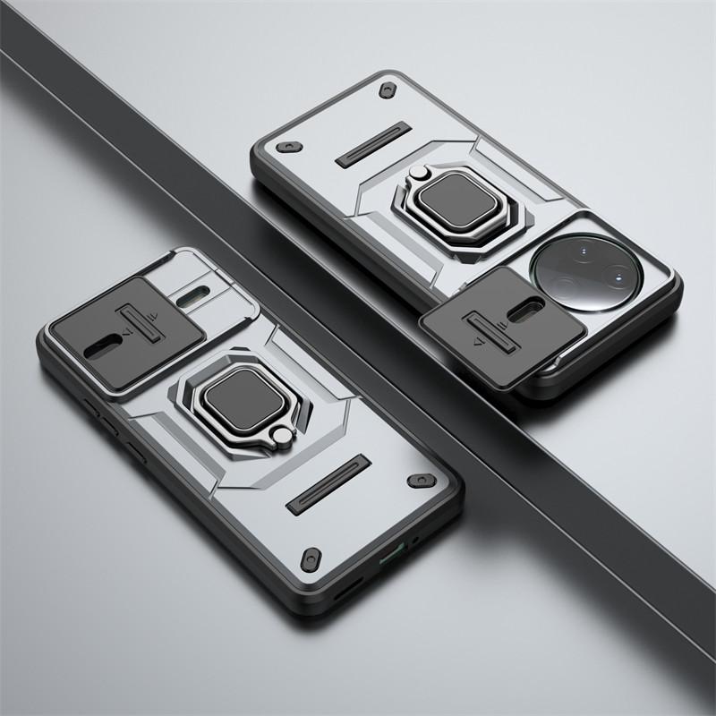 

Для Xiaomi Poco F7 Pro Чехол Slide Camera Lens Чехлы Xiaomi Poco F7 Pro 5G Чехол Противоударный бронированный чехол для ПК для Xiaomi Poco F7 Pro For Poco F7 Pro серый