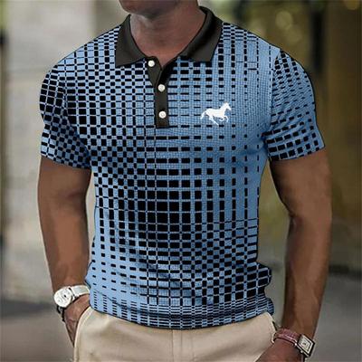 3D Digitaldruck Streifen Kurzarm Poloshirt Herren Sommer Casual Poloshirt Knopf Revers Poloshirt Golf Poloshirt Tops