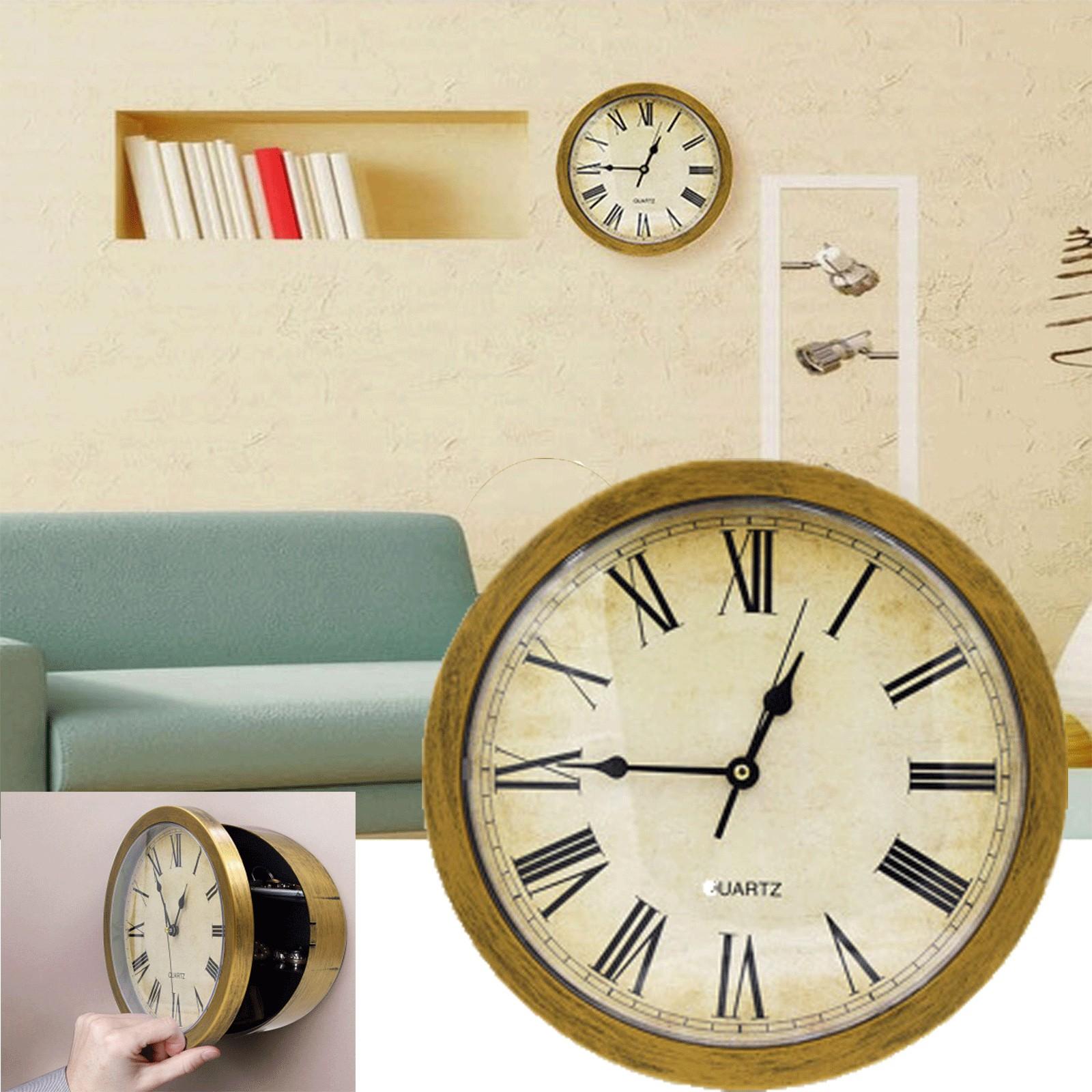 

Vintage Wall Clock Safe Large Jewelry Security Clocks Money Jewelry Stash Box золотой