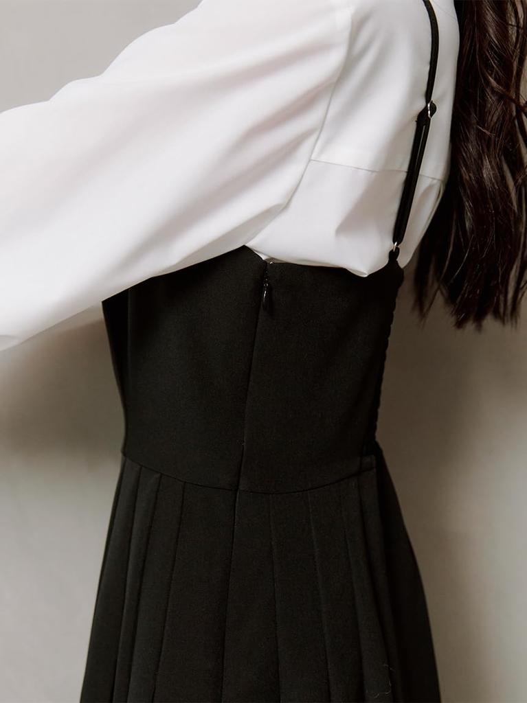 Pleated Mini Jumper Skirt SWFO254182BLK1