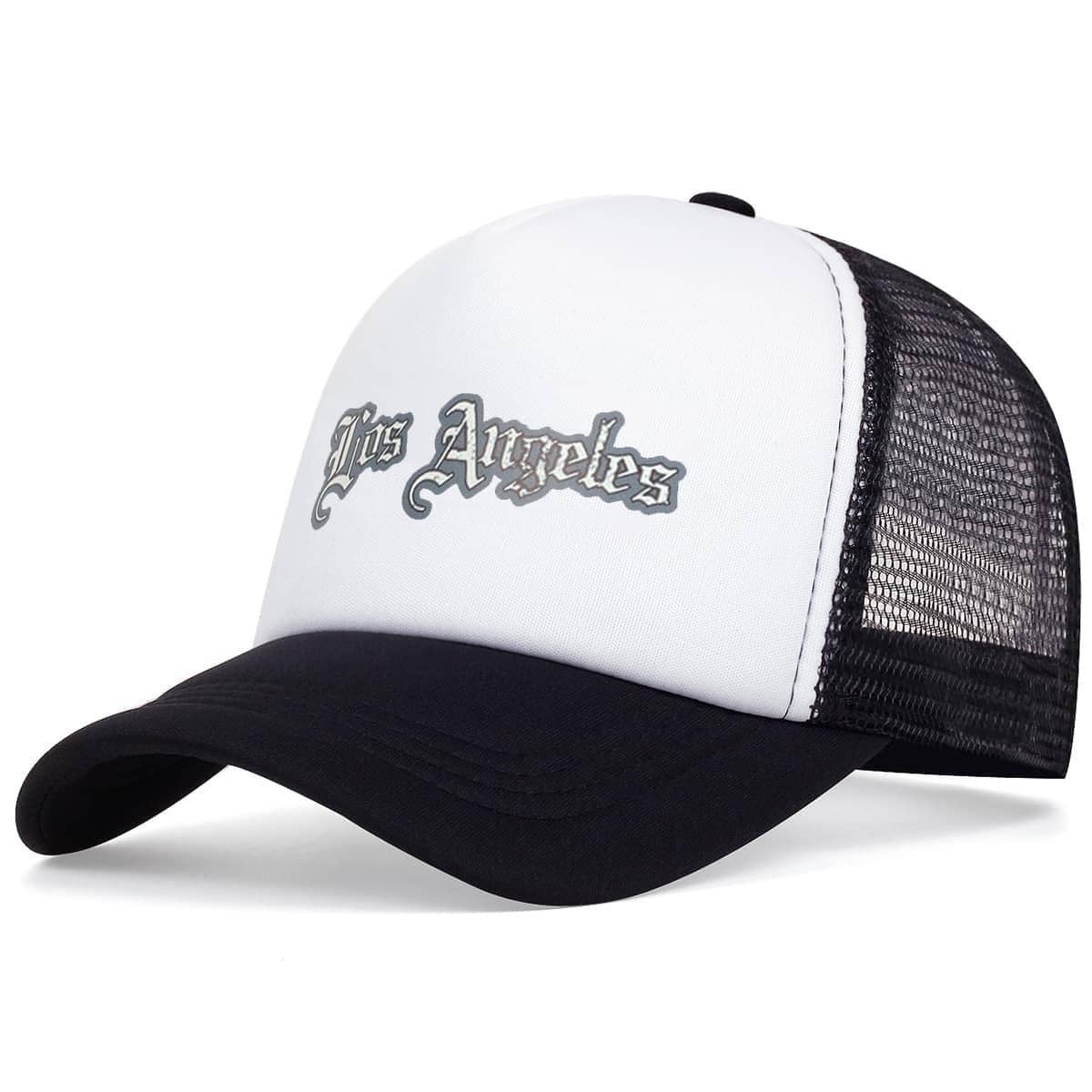 

Бейсбольная кепка с принтом «Los Angles» с регулируемой резинкой, унисекс, дышащая летняя кепка для мужчин, сетчатые кепки в стиле хип-хоп, повседневные шляпы для активного отдыха чёрный/белый