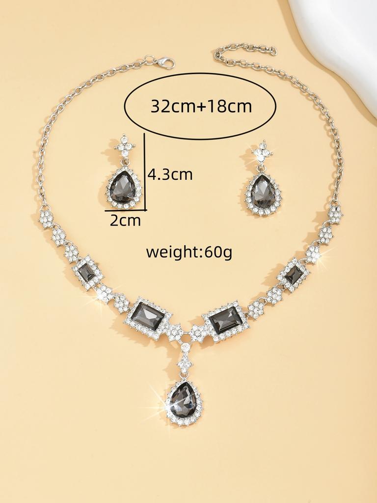 Ladies' fashionable design, geometric necklace, earrings, jewelry set suitable for weddings, gatherings, holidays, gifts