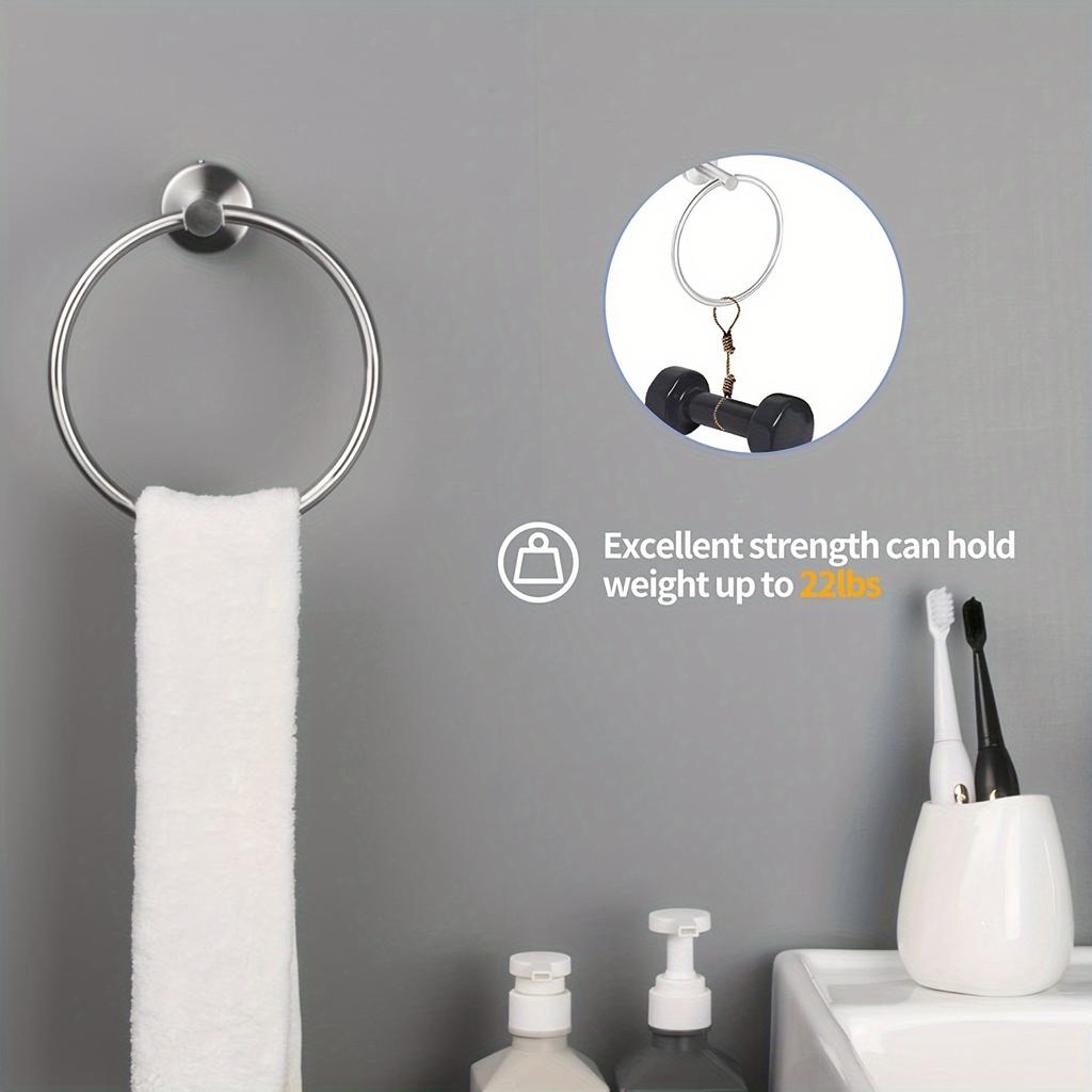 1 Piece Stainless Steel Towel Ring, Wall Mounted Rust Proof Circular Towel Holder Drilling Towel Rack Bar Suitable For Bathroom Lavatory