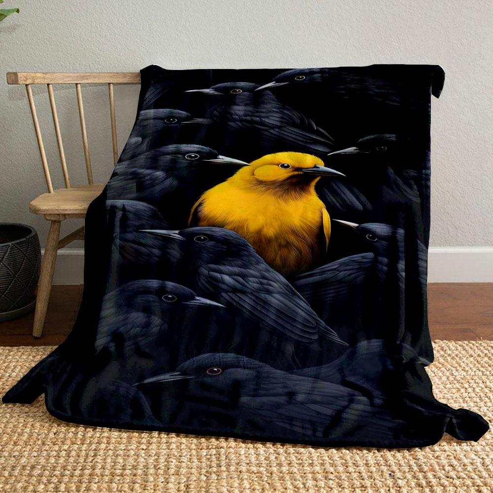 

Stand Out Crow Flock Print Blanket bedroom Blanket for Livingroom Couch lunch break Soft throw for Friend s festival Gift 80cm x 120cm