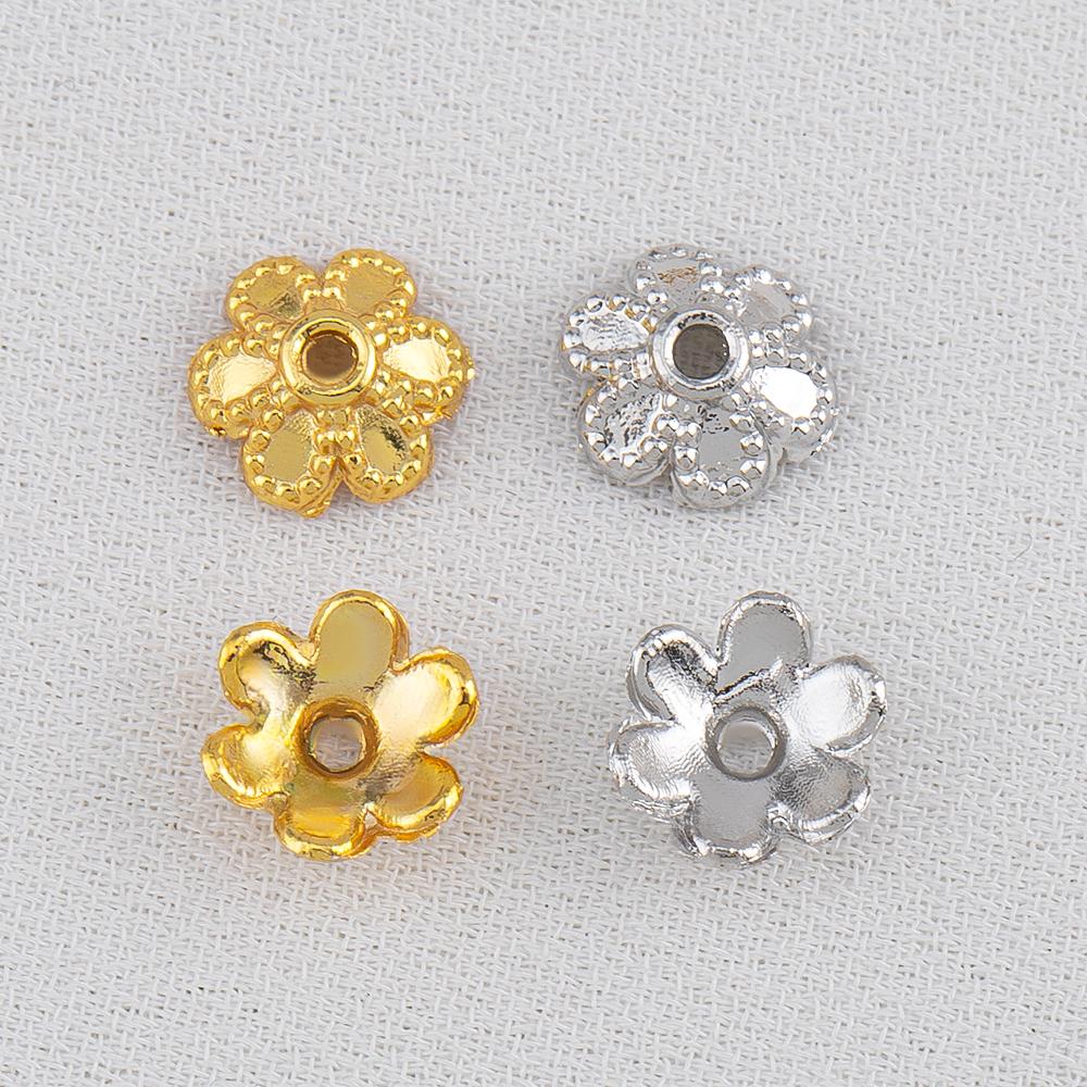 10pcs 15pcs 20pcs 18K Gold Plated Leaf Flower Bead Caps Bracelet Necklace Crafts Round Bead Cap DIY Jewelry Making Accessories