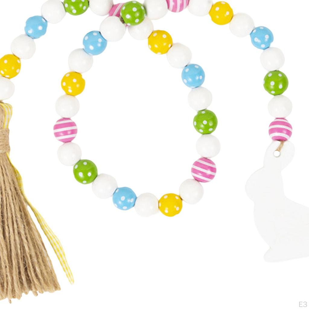 Easter Bead Garland with Wood Elements for Spring Celebrations And Home Decor