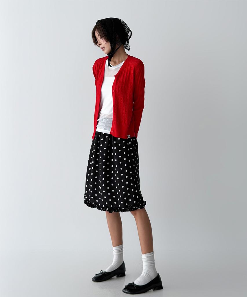 The Green Lab Dot Frill Skirt [Black]
