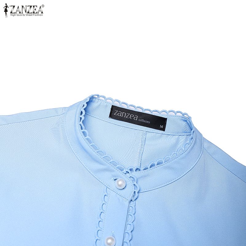 ZANZEA Women Casual Round Neck Loose Long Sleeve Dress