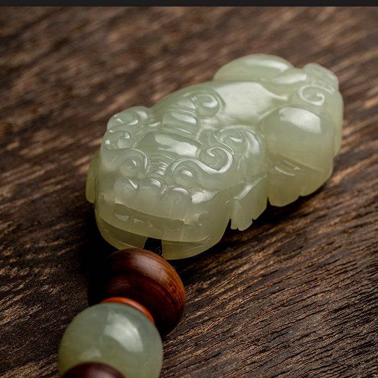 Hetian Jade Pixiu Schlüsselanhänger Anhänger: Elegante Steinperle für Männer & Frauen