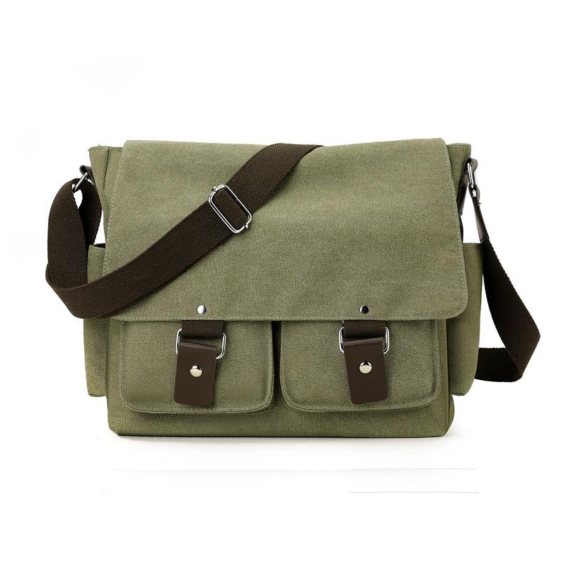 

Однотонная парусиновая сумка Мужская наплечная сумка Спортивная сумка через плечо армия зеленый
