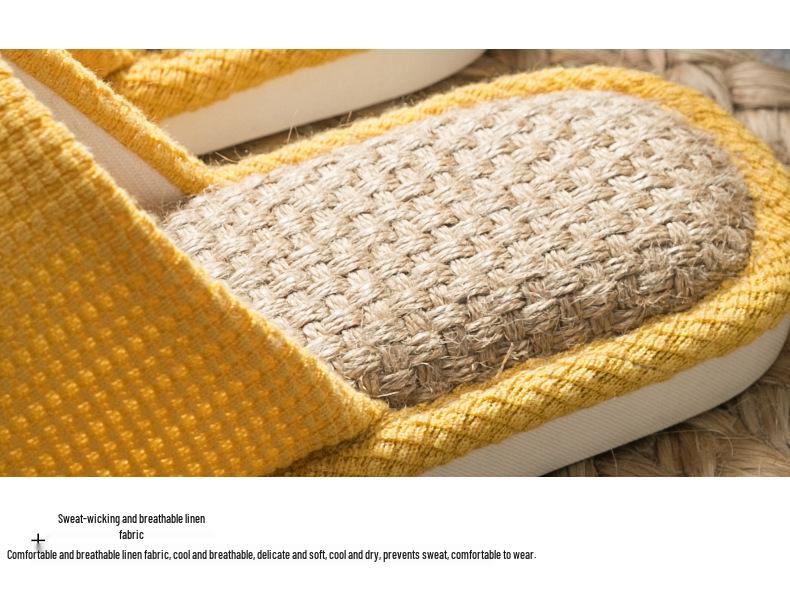 Summer Cotton Linen Open-Toe Couple Slippers for Men and Women