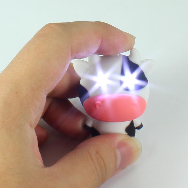 Creative LED Cow Keychain with Light and Sound Cute Q Version Pendant for Phone Cases and Backpacks