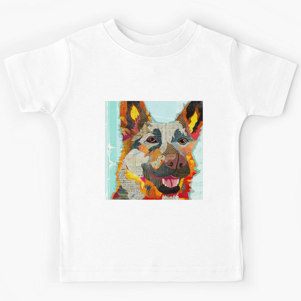 German Shepherd Dog Portrait Colorful Collage Art Kids T-Shirt 100