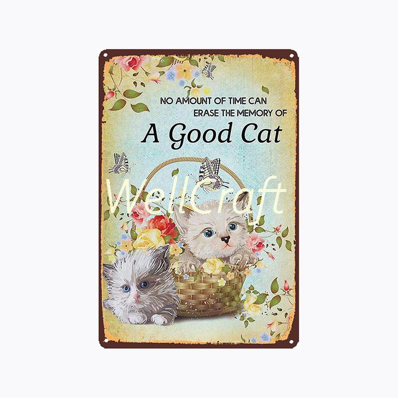 [ WellCraft ] 20*30cm You Are My Sunshine Cat Metal Poster Tin sign Vintage Wall Plaque Decor WX-62-1