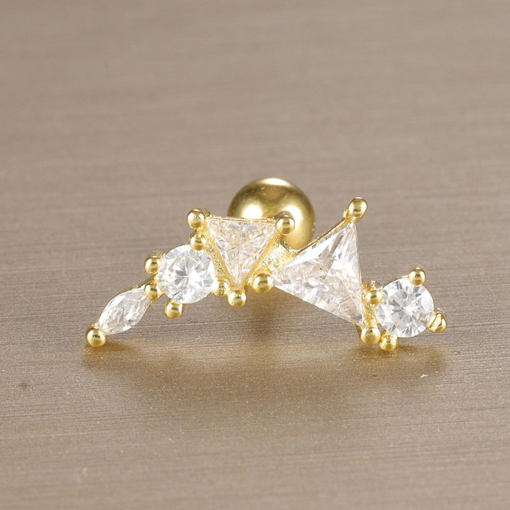 1 Stück 316L Edelstahl Geometrie Ohrstecker Für Frauen Mode Stern Mond Lappen Daith Helix Knorpel Ohrring Piercing Zirkon