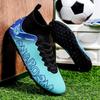Herren Fußballschuhe mit Sockenmund, weiche Gummisohle, kurzgenagelte Kunstrasen-Fußballschuhe aus Leder für Jugendliche und Kinder
