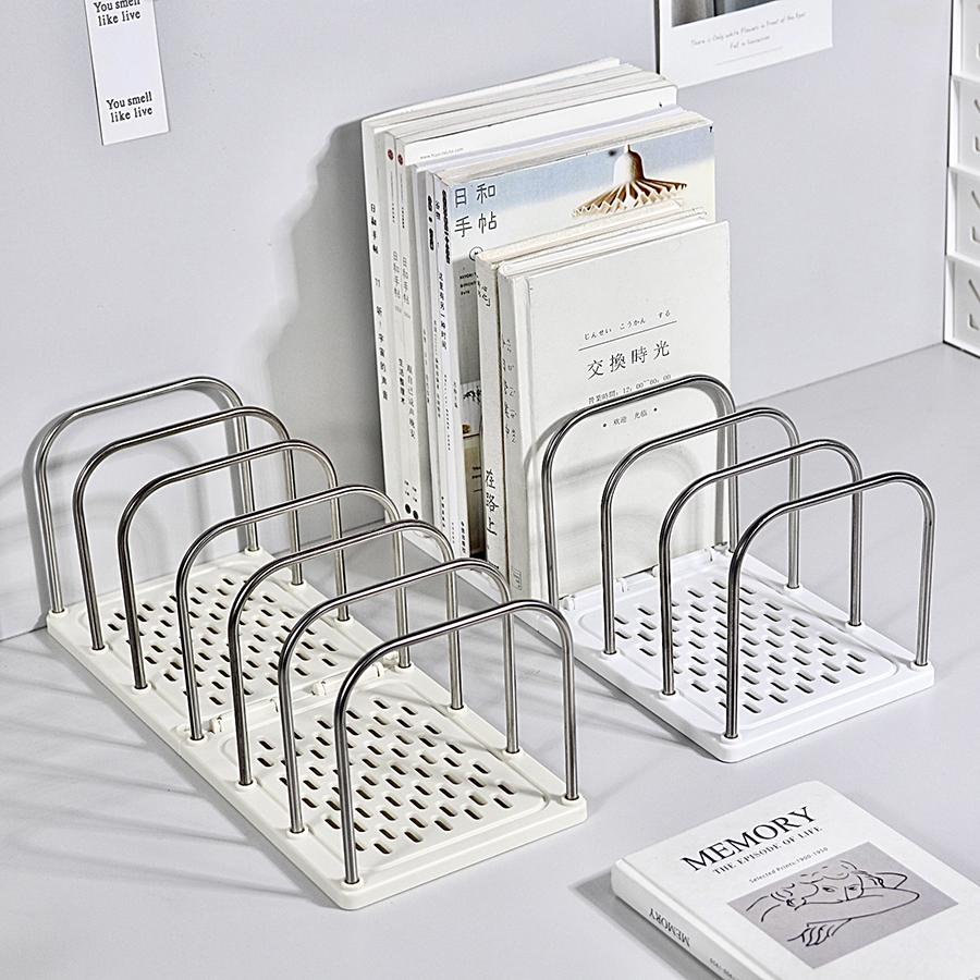 PP Material Desktop Bookshelf | Non-Slip Base Modern Minimalist Office Desk Organizer Shelf | Study Table Storage Rack