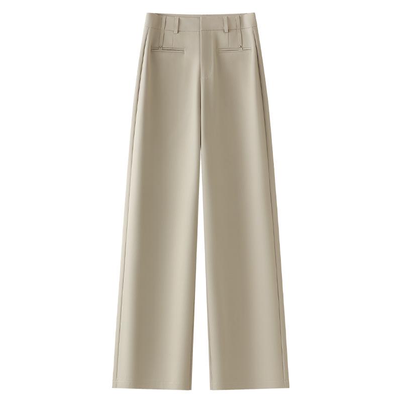 

Women s Khaki Wide-Leg Suit Pants: 2025 Spring High-Waist Straight-Leg Style for Casual and Formal Wear Medium