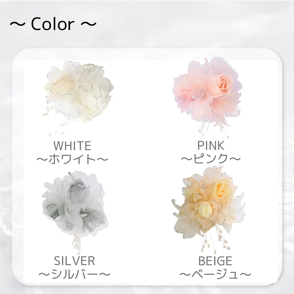 Soft Chiffon Three Flower Corsage Brooch Pin with Clip Formal Entrance Ceremony Graduation Ceremony Wedding Ceremony Special Occasion [Crane's