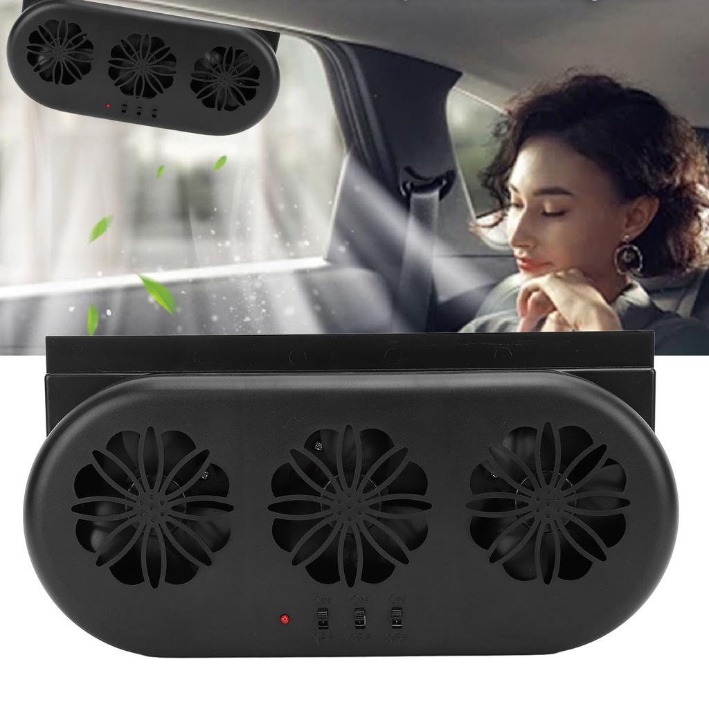 Solar Powered Car Exhaust Fan 5000RPM Circulation Vehicle Cooling Vent Fan with USB Interface