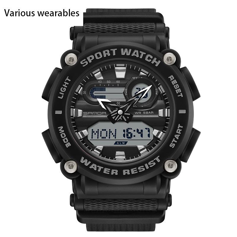 New Electronic Watch Multifunctional Outdoor Sports Green Light Waterproof Men's Watch Simple Creative Watch