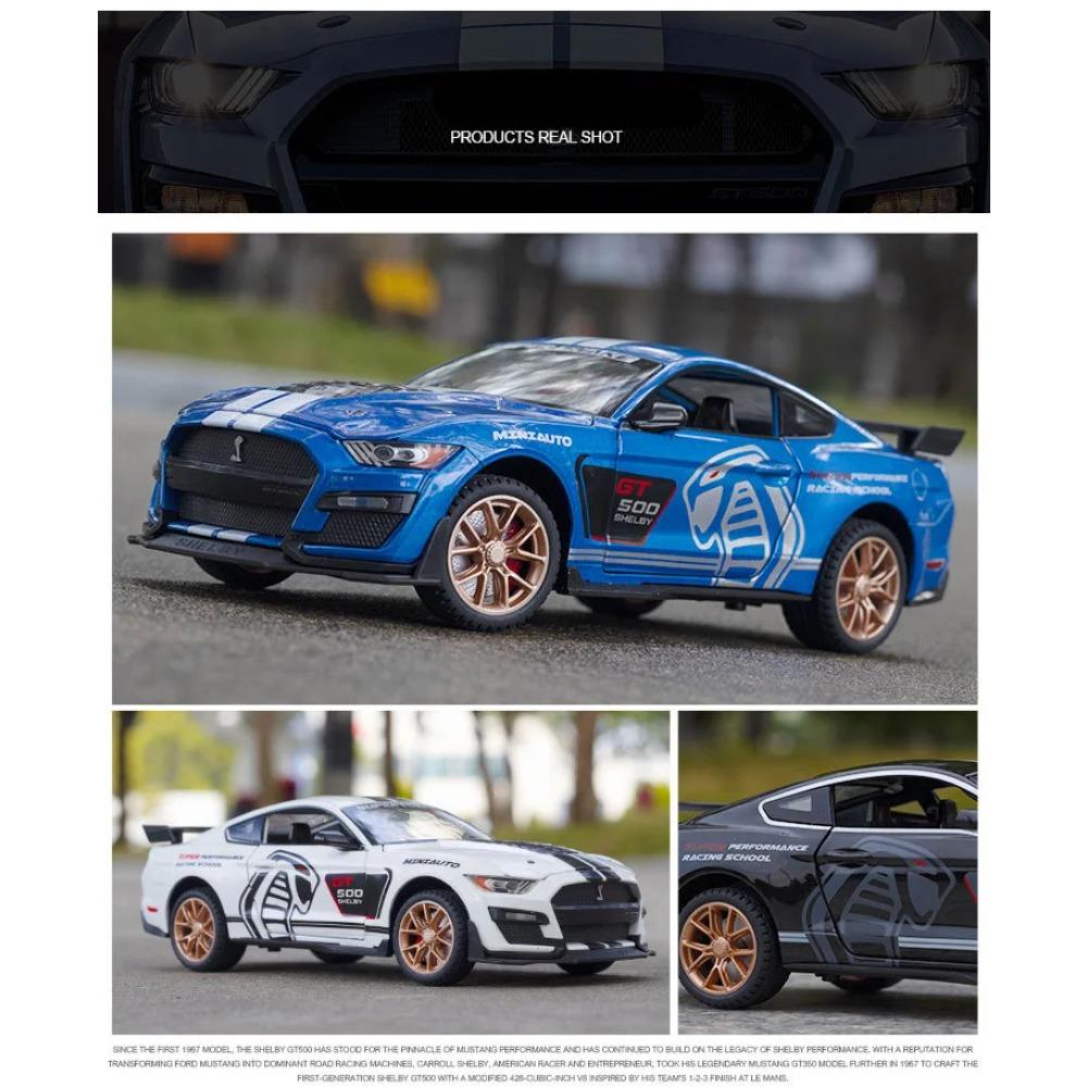 1/24 Ford Mustang Shelby GT500 Viper Alloy Sports Car Model Diecast Metal Toy Racing Car Vehicle Model Sound and Light Kids Gift
