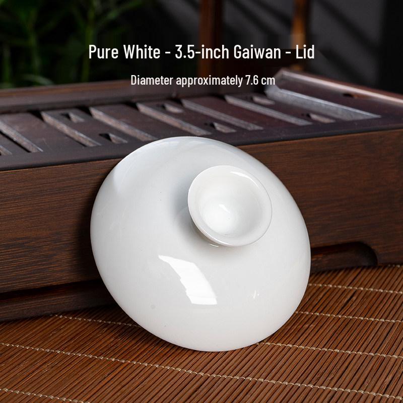Gaiwan Teacup: Ceramic Lid & Bowl, 7.1CM-8.1CM Diameter, Kung Fu Tea Set Accessory.