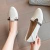 Fashion Women's Spring Casual Square Toe Low Soft Soles Lolita Red Flats Women's Elegant French Vintage Buckle Mary James