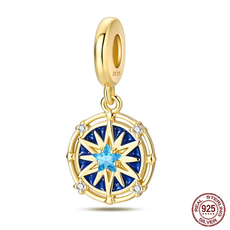 Copper Golden Series Star Moon Pyramid Sunflower Charms Beads Fit Qikaola Original Bracelet Luxury Diy Jewelry Gift