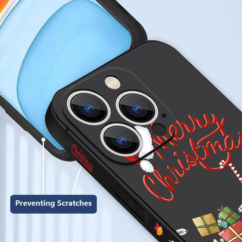 Cute Santa Claus Pattern TPU Soft Silicone Case For iPhone 17 Pro Max 16E 16 15 14 13 Pro Max 12 Pro 11 Shockproof With Lanyard Phone Cover Fundas